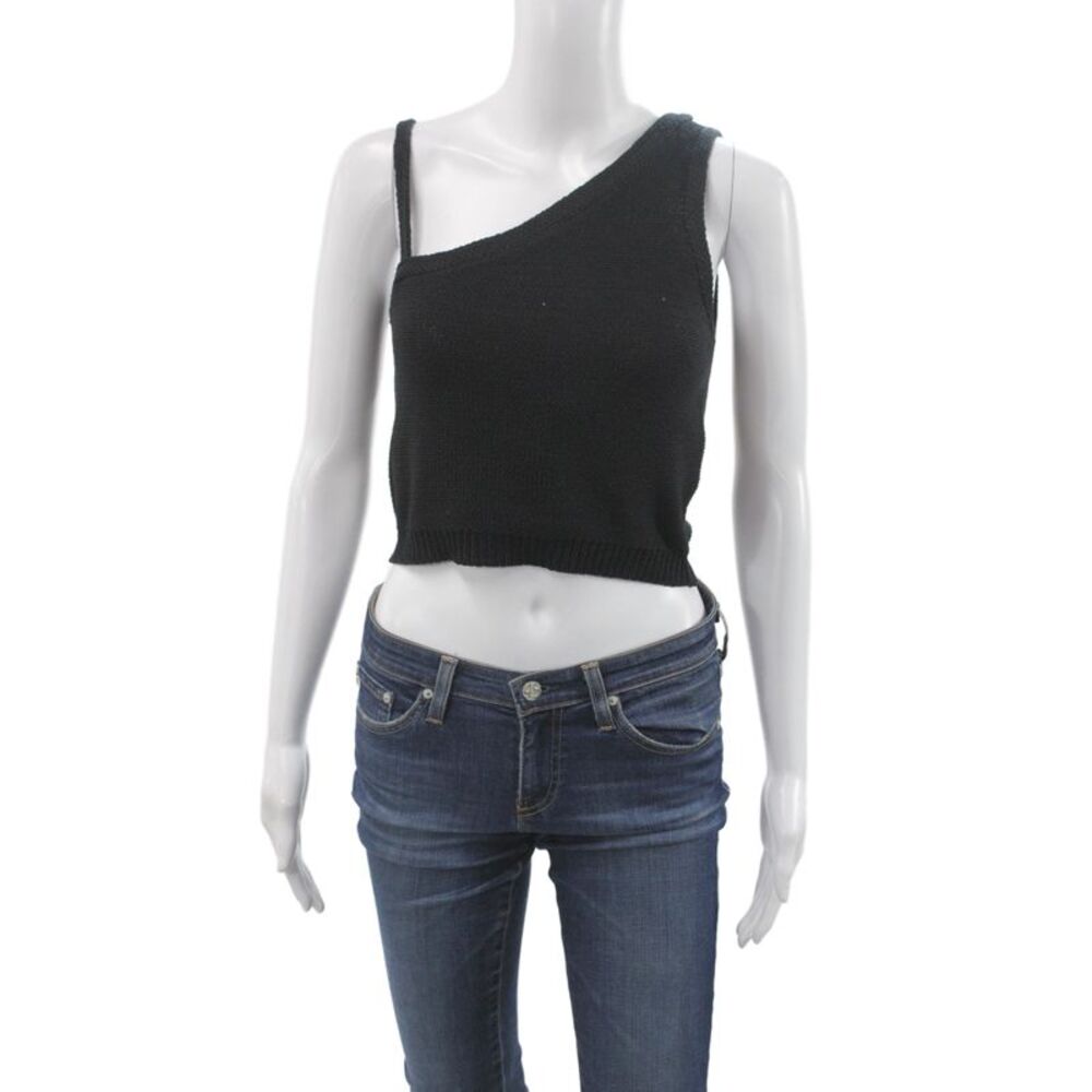 Jack by BB DAKOTA Women Cropped One Shoulder Black Tank Sleeveless Size XS